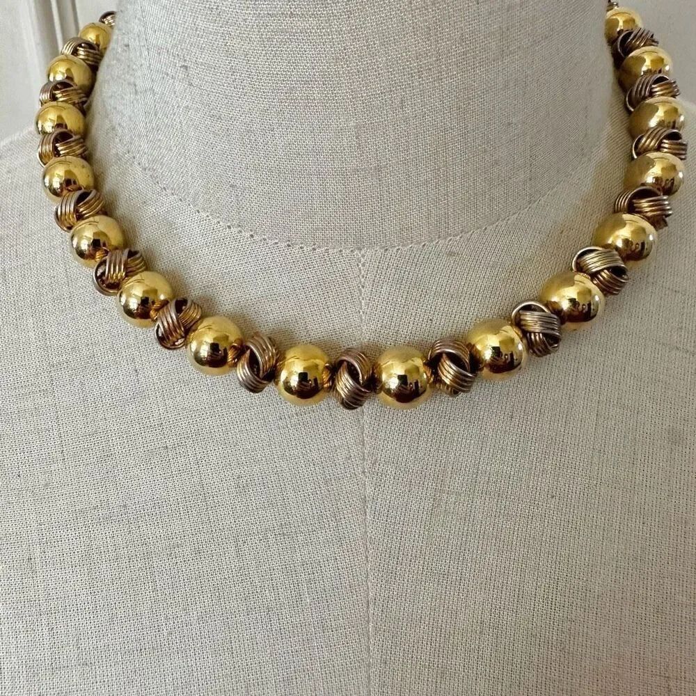 Talbots gold beaded knot necklace